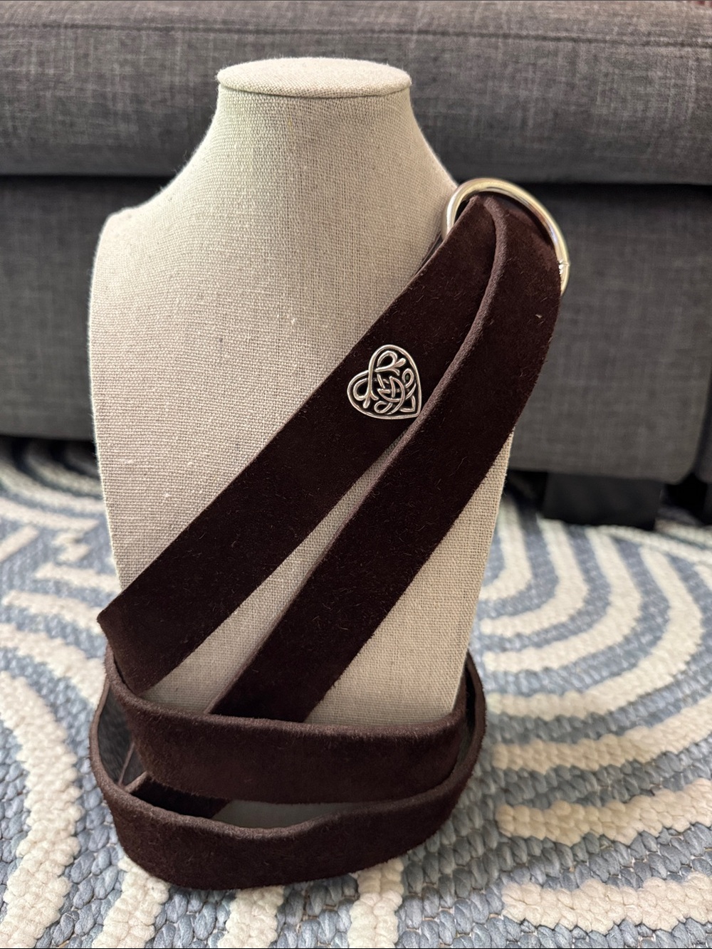 Vintage Brown Suede Leather Wrap Belt Celtic Ring Boho Medieval 75” - Picture 1 of 3